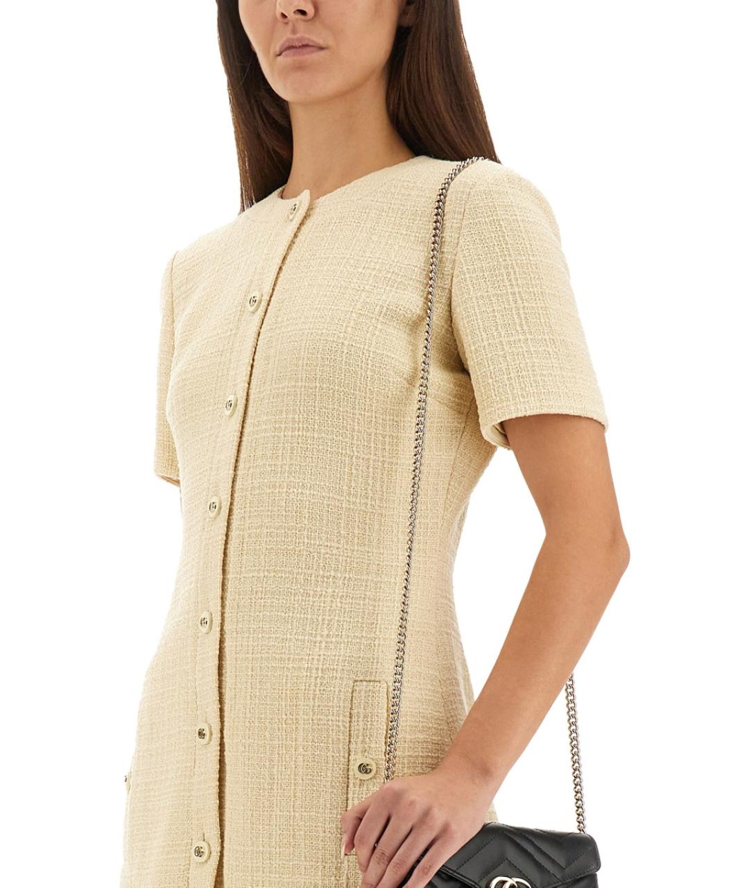 GUCCI Бежевое шерстяное повседневное платье, фото 5