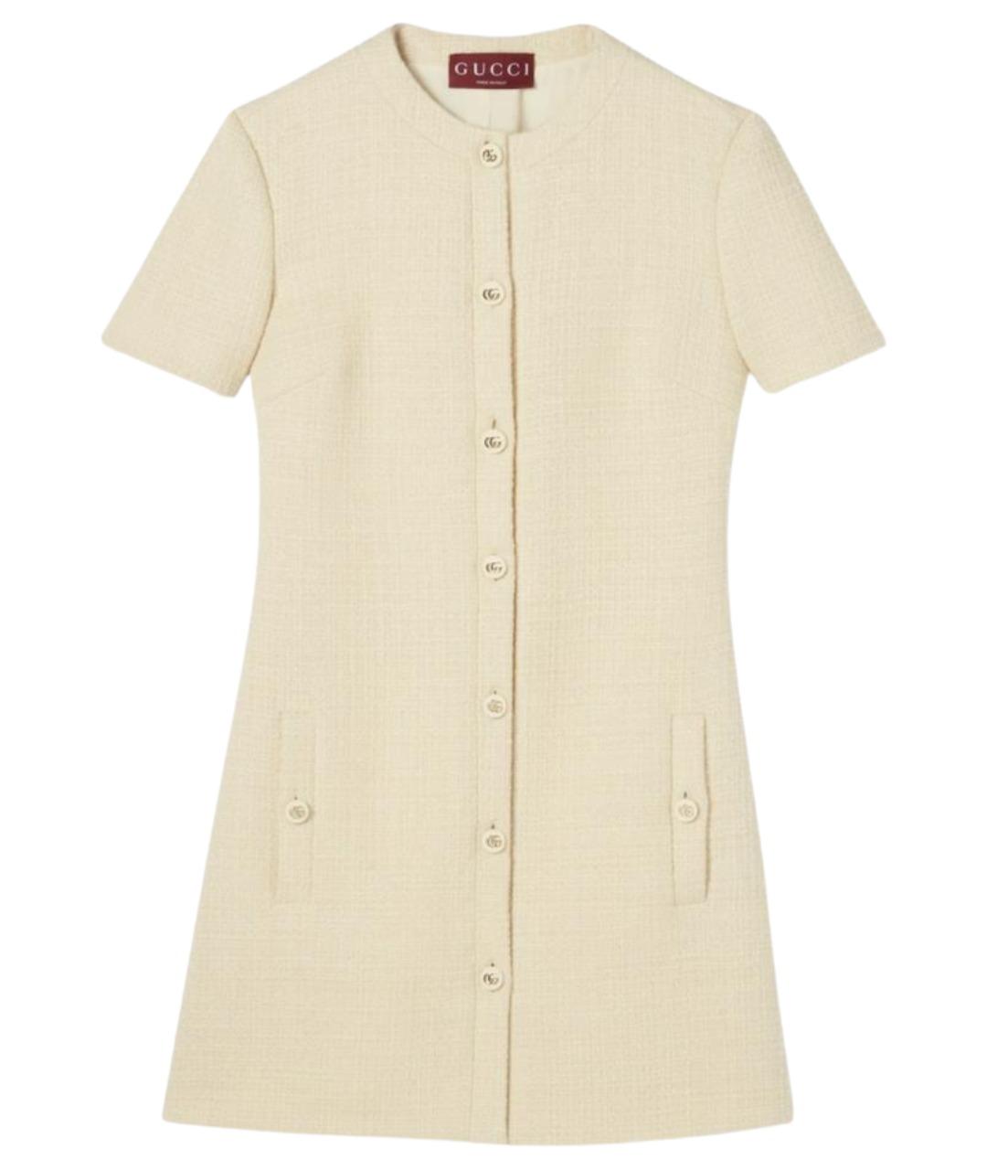GUCCI Бежевое шерстяное повседневное платье, фото 1
