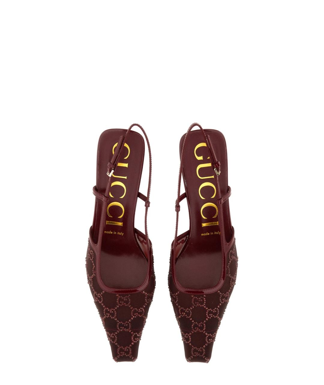 GUCCI Бордовые синтетические туфли, фото 6