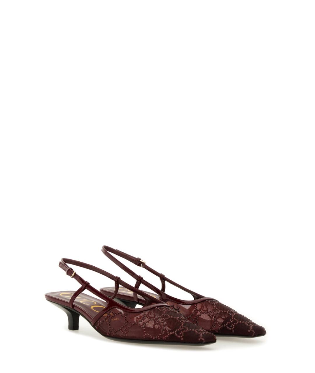 GUCCI Бордовые синтетические туфли, фото 2