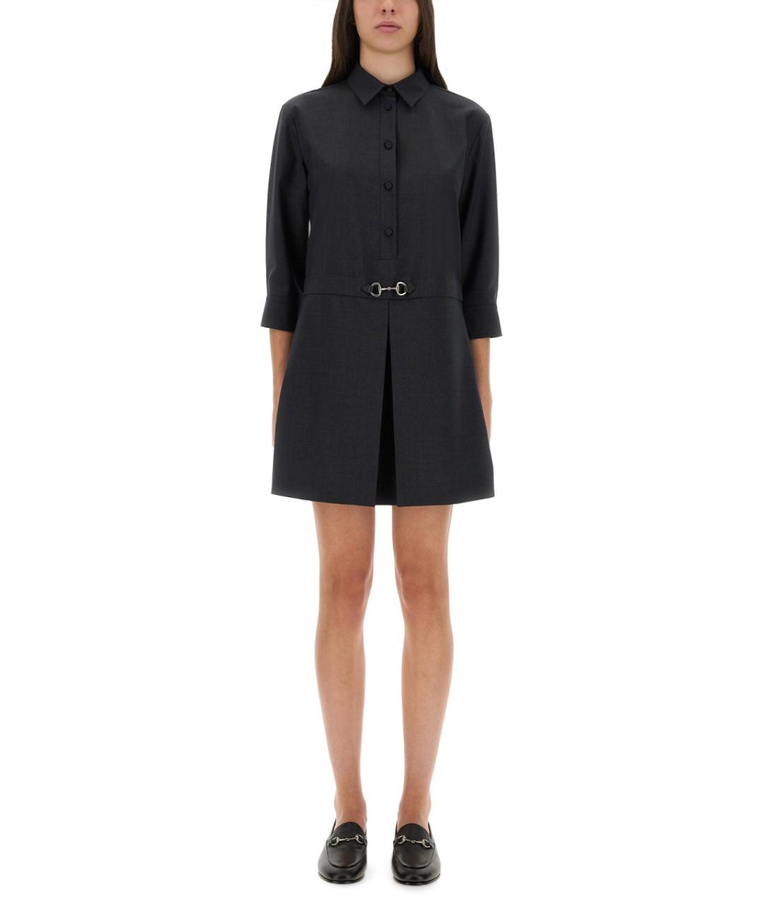 GUCCI Антрацитовое шерстяное повседневное платье, фото 2