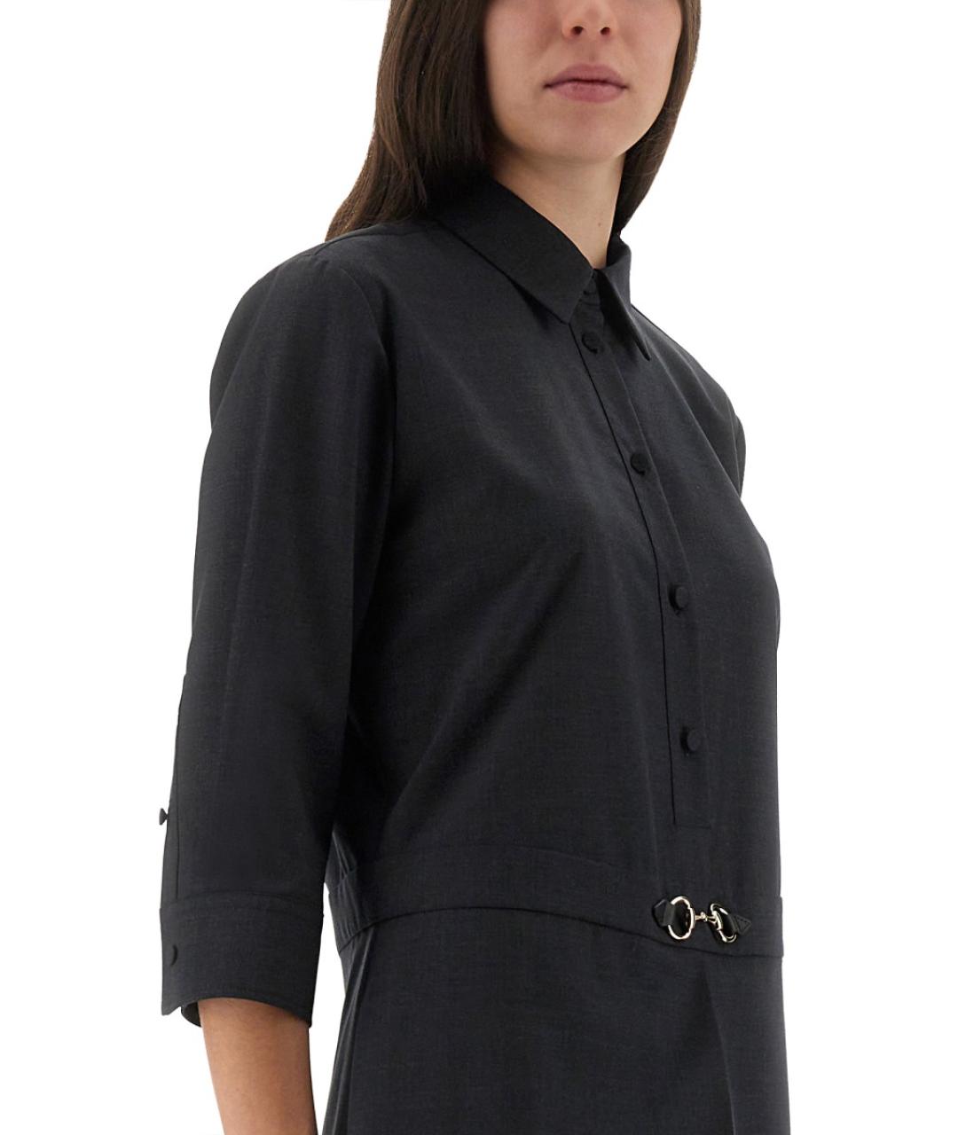 GUCCI Антрацитовое шерстяное повседневное платье, фото 5