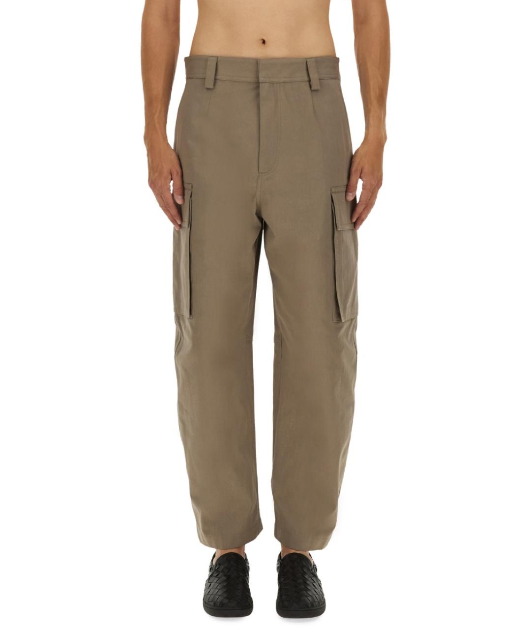 BOTTEGA VENETA Бежевые хлопковые повседневные брюки, фото 4