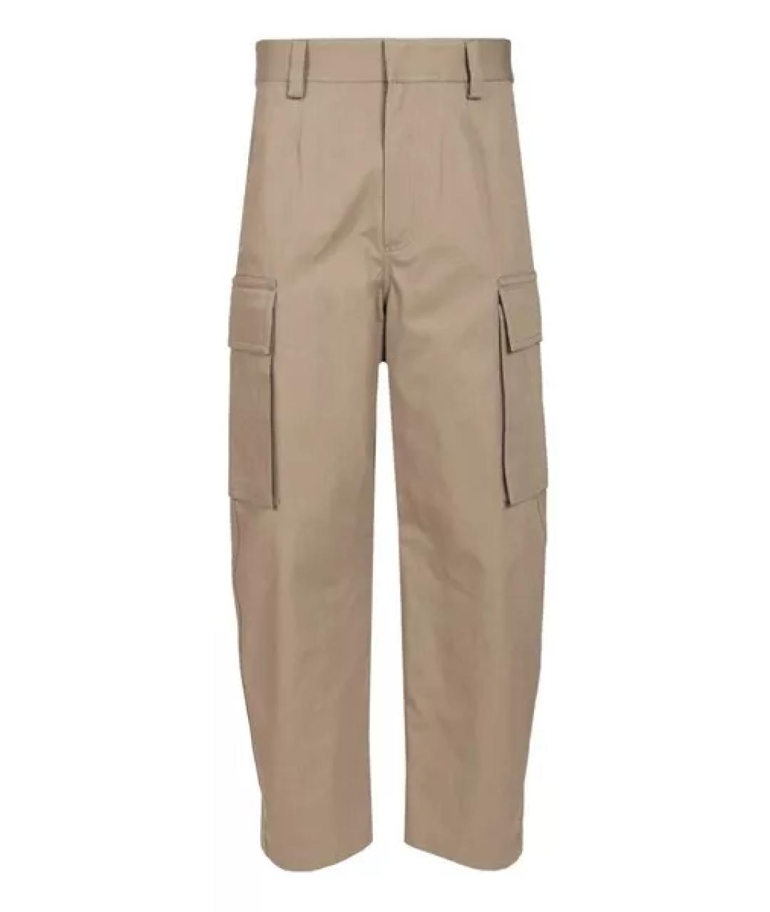 BOTTEGA VENETA Бежевые хлопковые повседневные брюки, фото 1