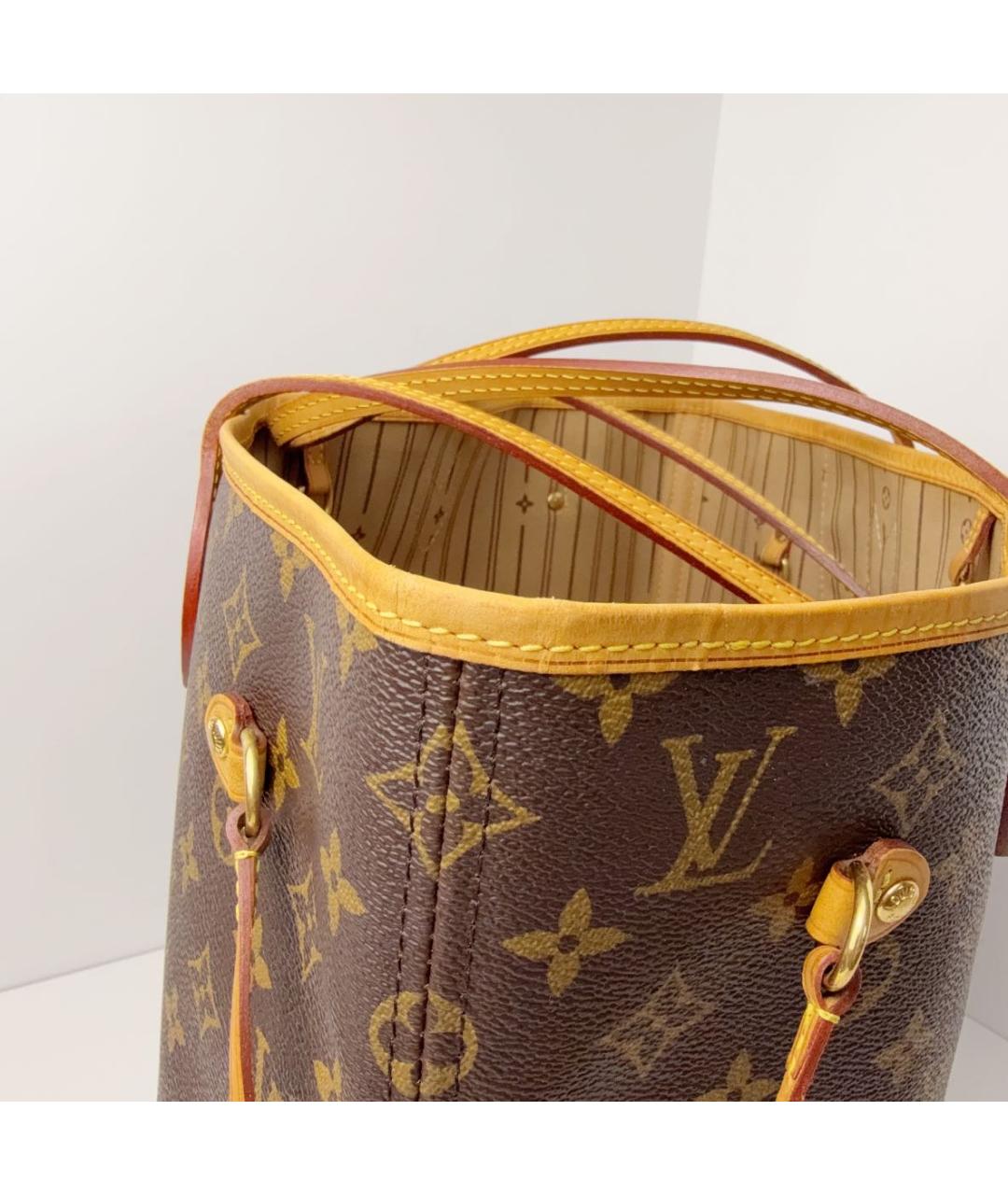 LOUIS VUITTON Коричневая кожаная сумка тоут, фото 4