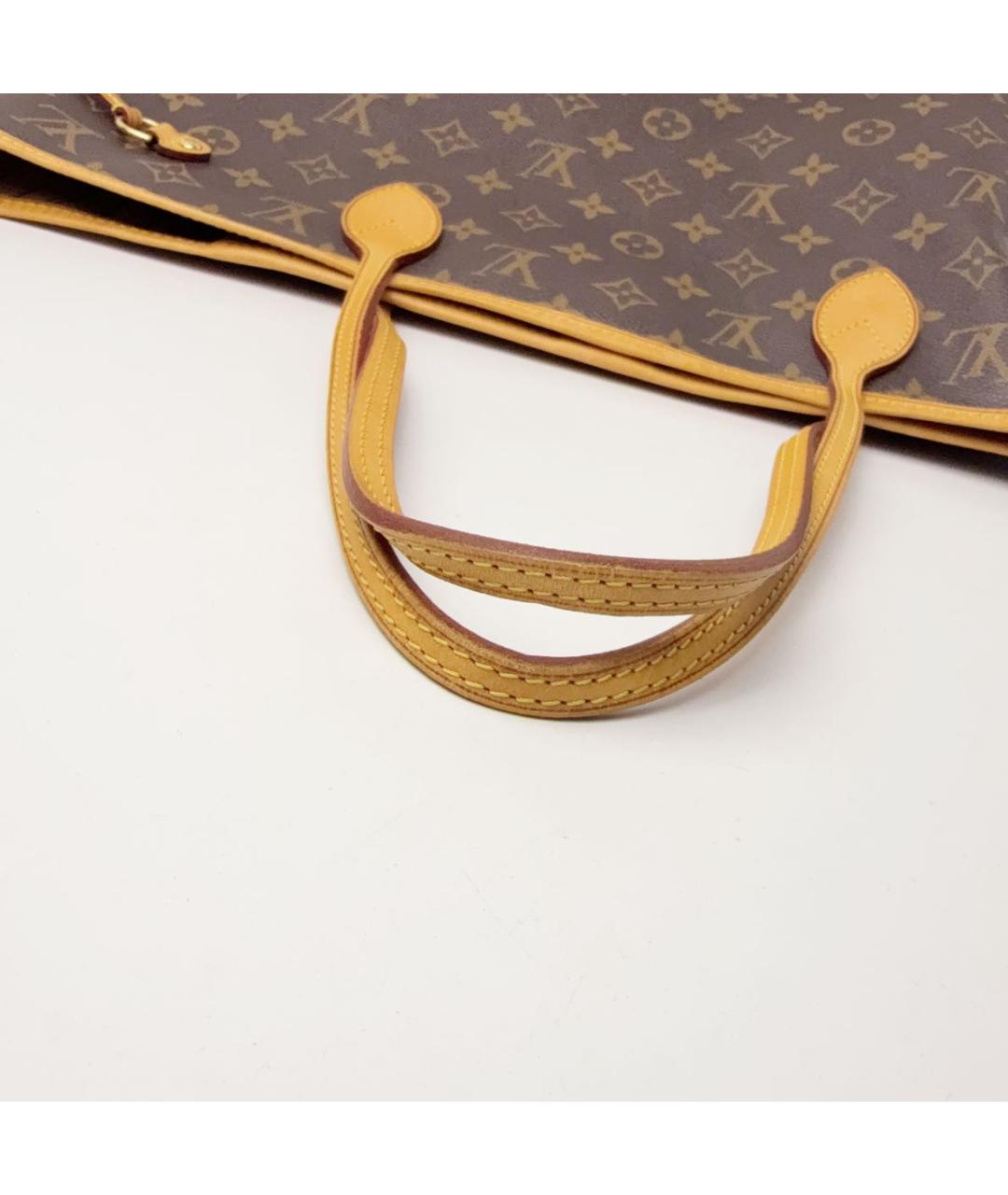 LOUIS VUITTON Коричневая кожаная сумка тоут, фото 7