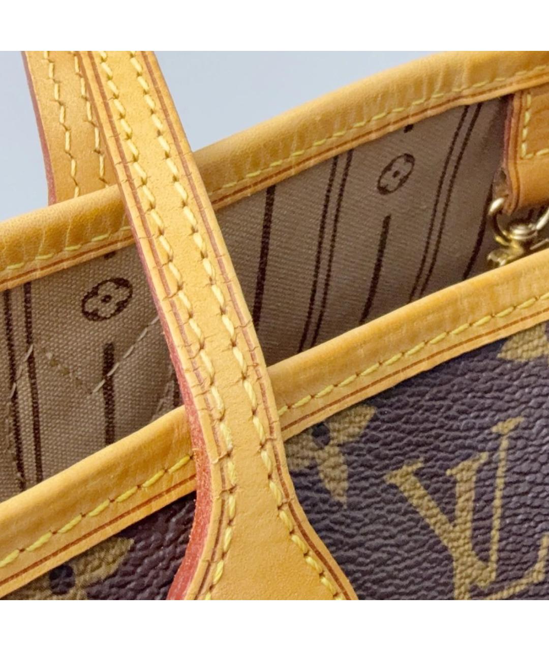 LOUIS VUITTON Коричневая кожаная сумка тоут, фото 8
