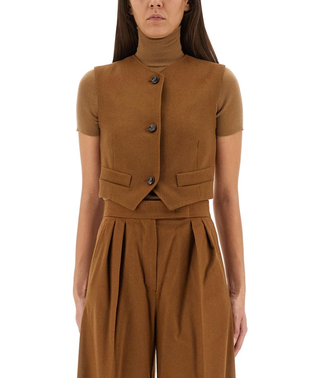 MAX MARA Бежевый атласный жилет, фото 5