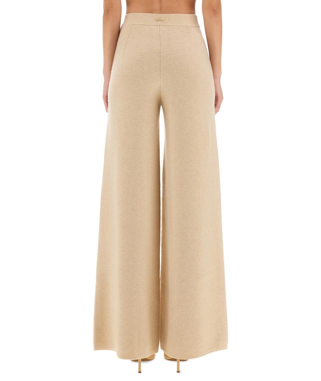 MAX MARA Бежевые шерстяные прямые брюки, фото 4
