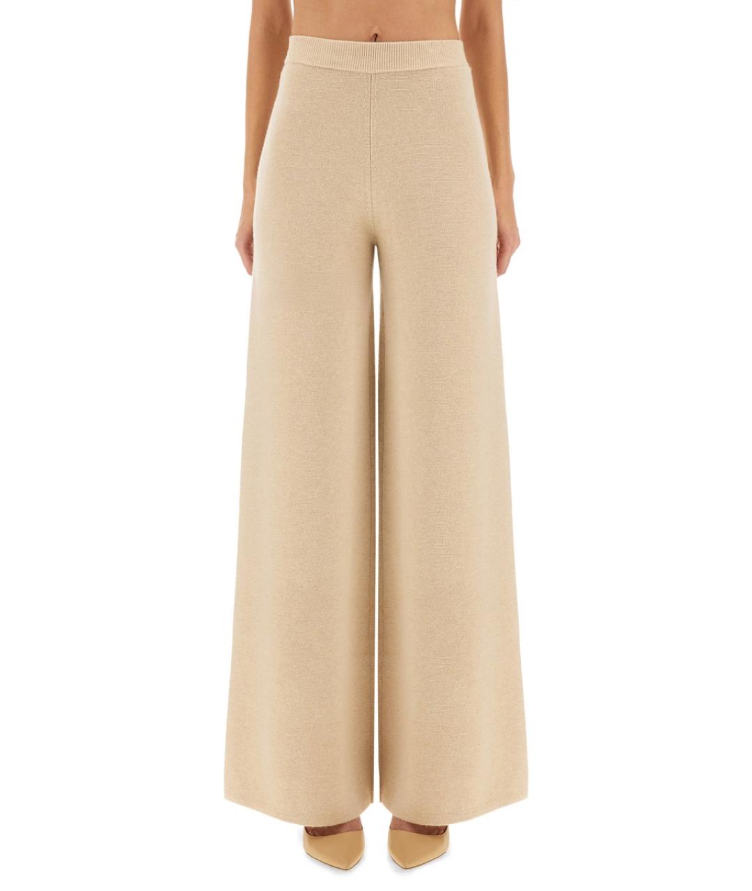 MAX MARA Бежевые шерстяные прямые брюки, фото 2