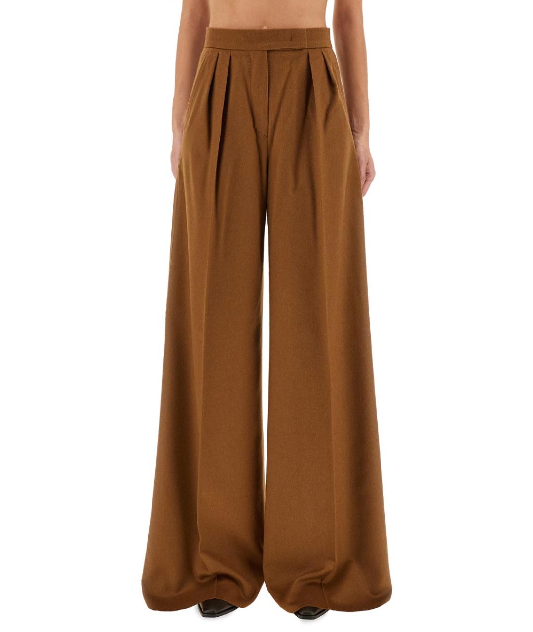 MAX MARA Бежевые шерстяные прямые брюки, фото 5