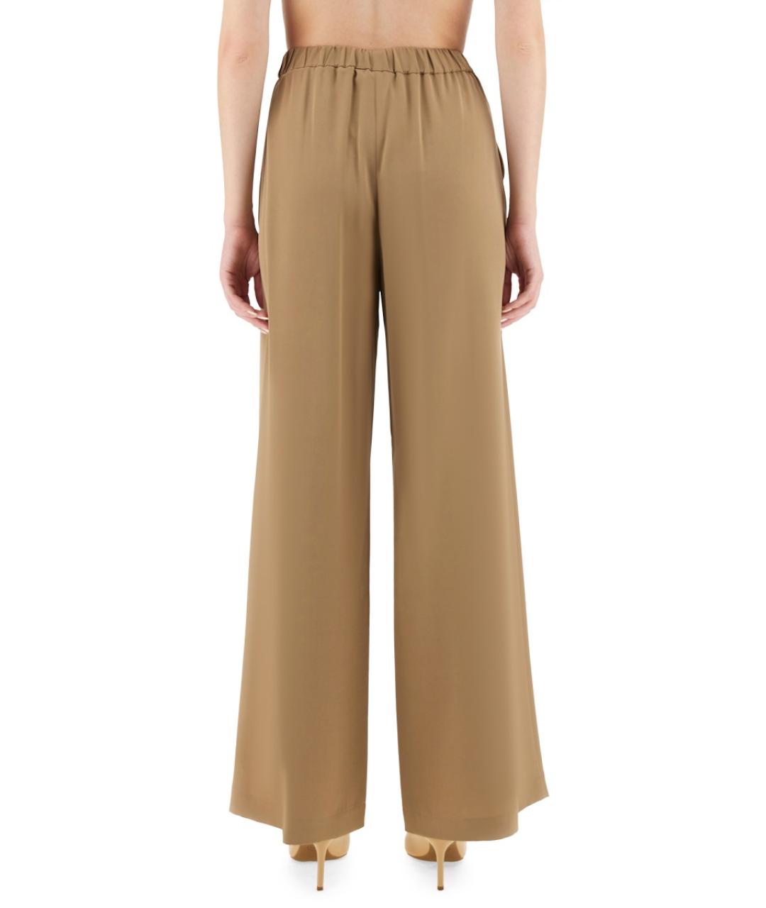 MAX MARA Бежевые шелковые прямые брюки, фото 3