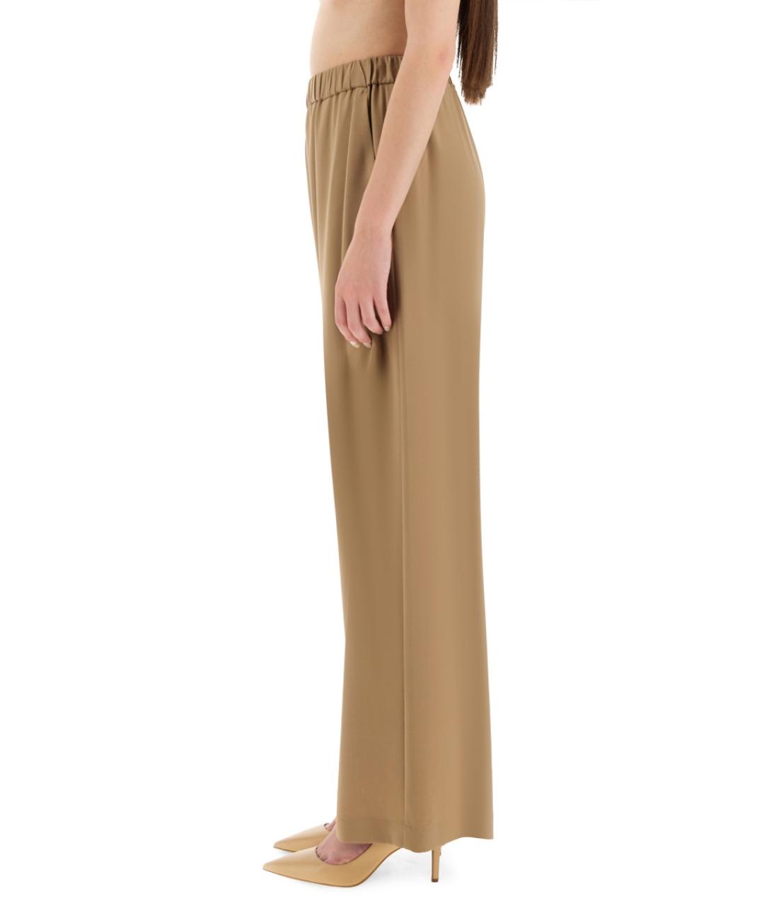 MAX MARA Бежевые шелковые прямые брюки, фото 4