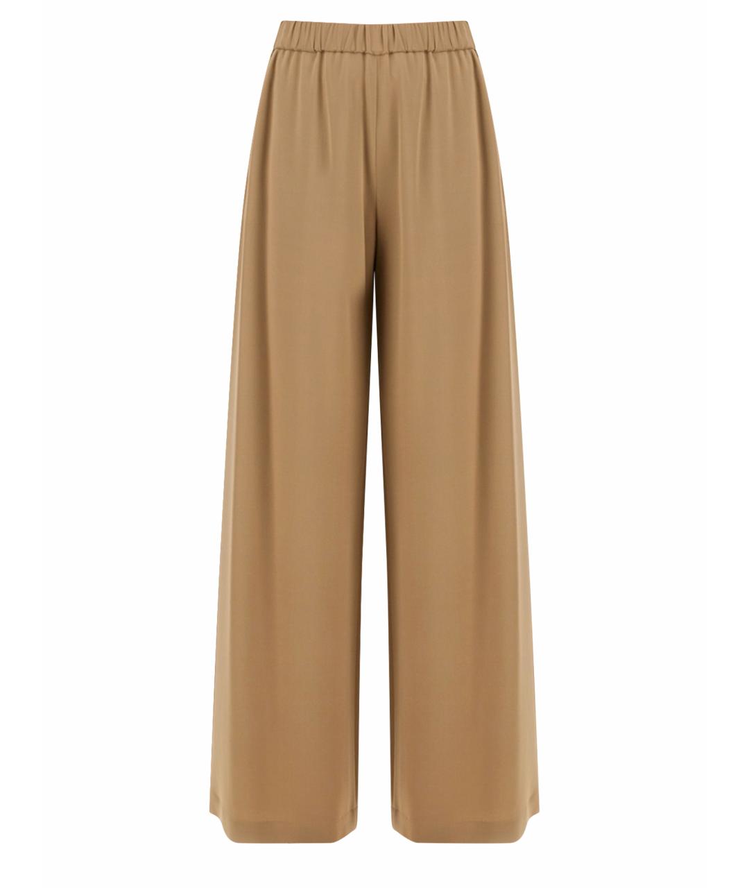 MAX MARA Бежевые шелковые прямые брюки, фото 1