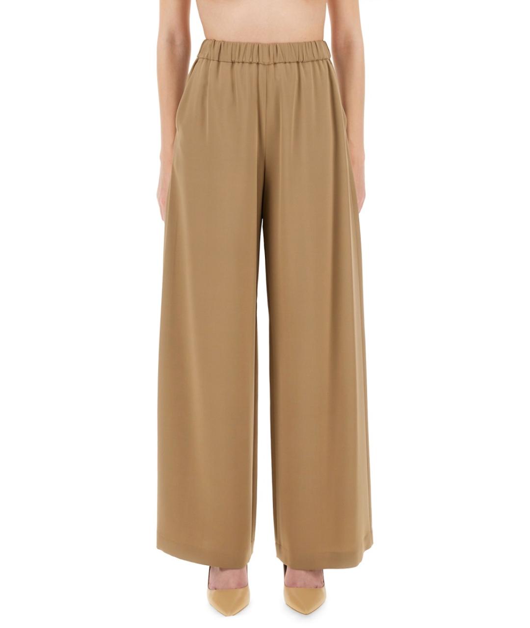 MAX MARA Бежевые шелковые прямые брюки, фото 5