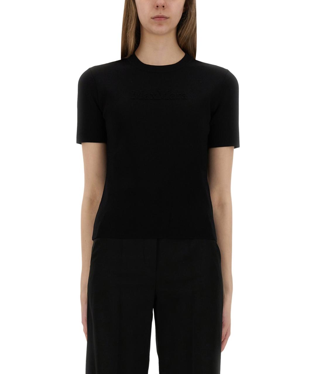 MAX MARA Черная вискозная футболка, фото 2