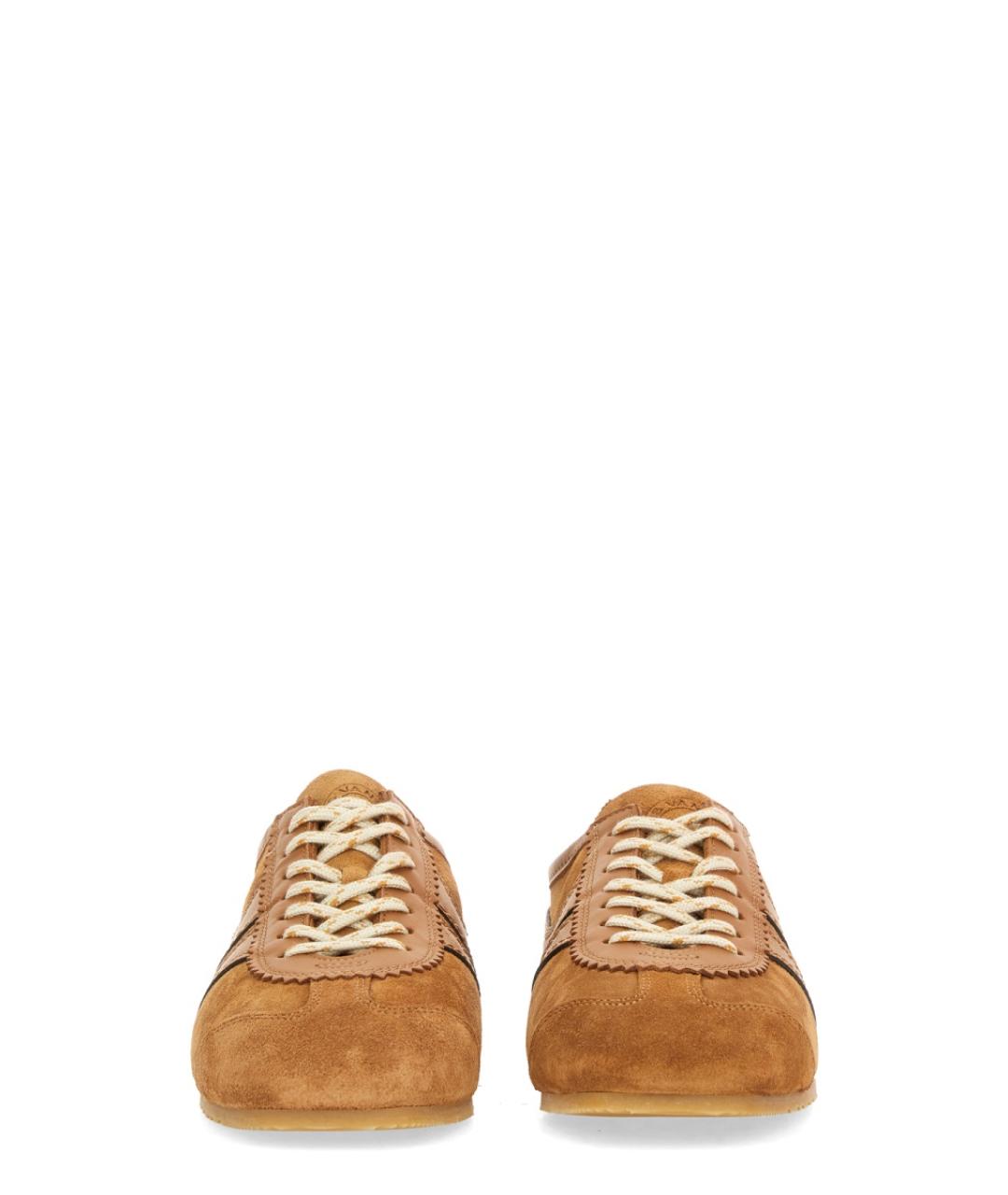 DRIES VAN NOTEN Коричневые кожаные кроссовки, фото 4