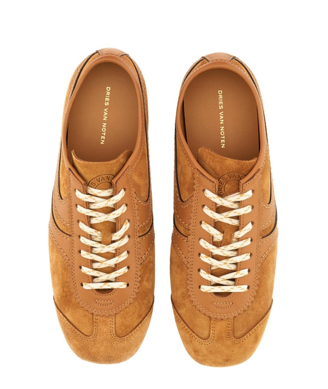 DRIES VAN NOTEN Коричневые кожаные кроссовки, фото 5