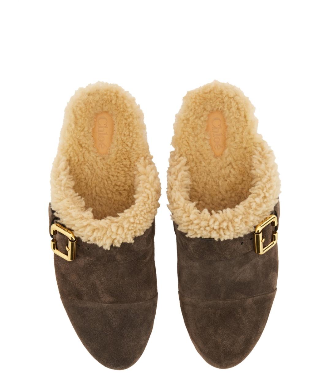 CHLOE Коричневые замшевые сабо, фото 5
