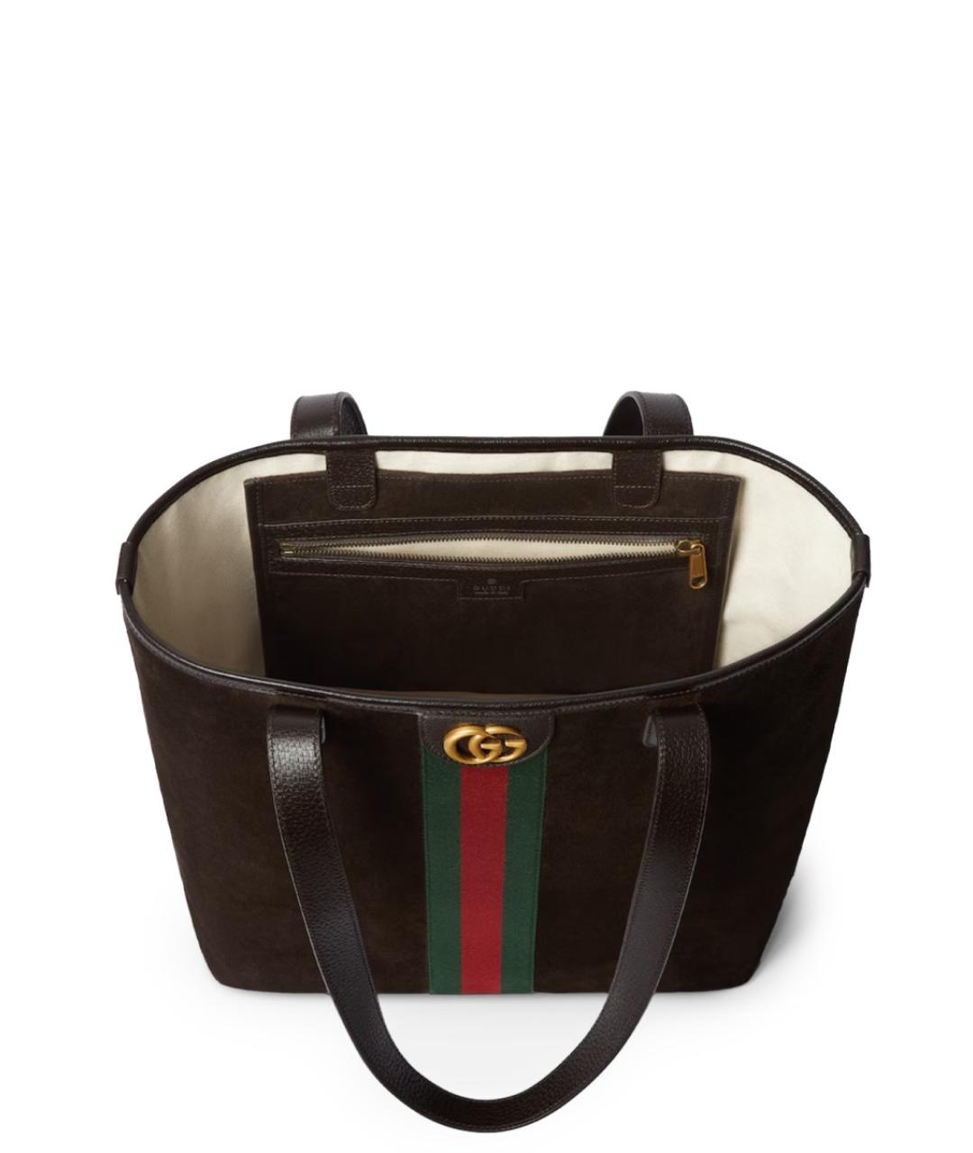 GUCCI Коричневая замшевая сумка тоут, фото 5