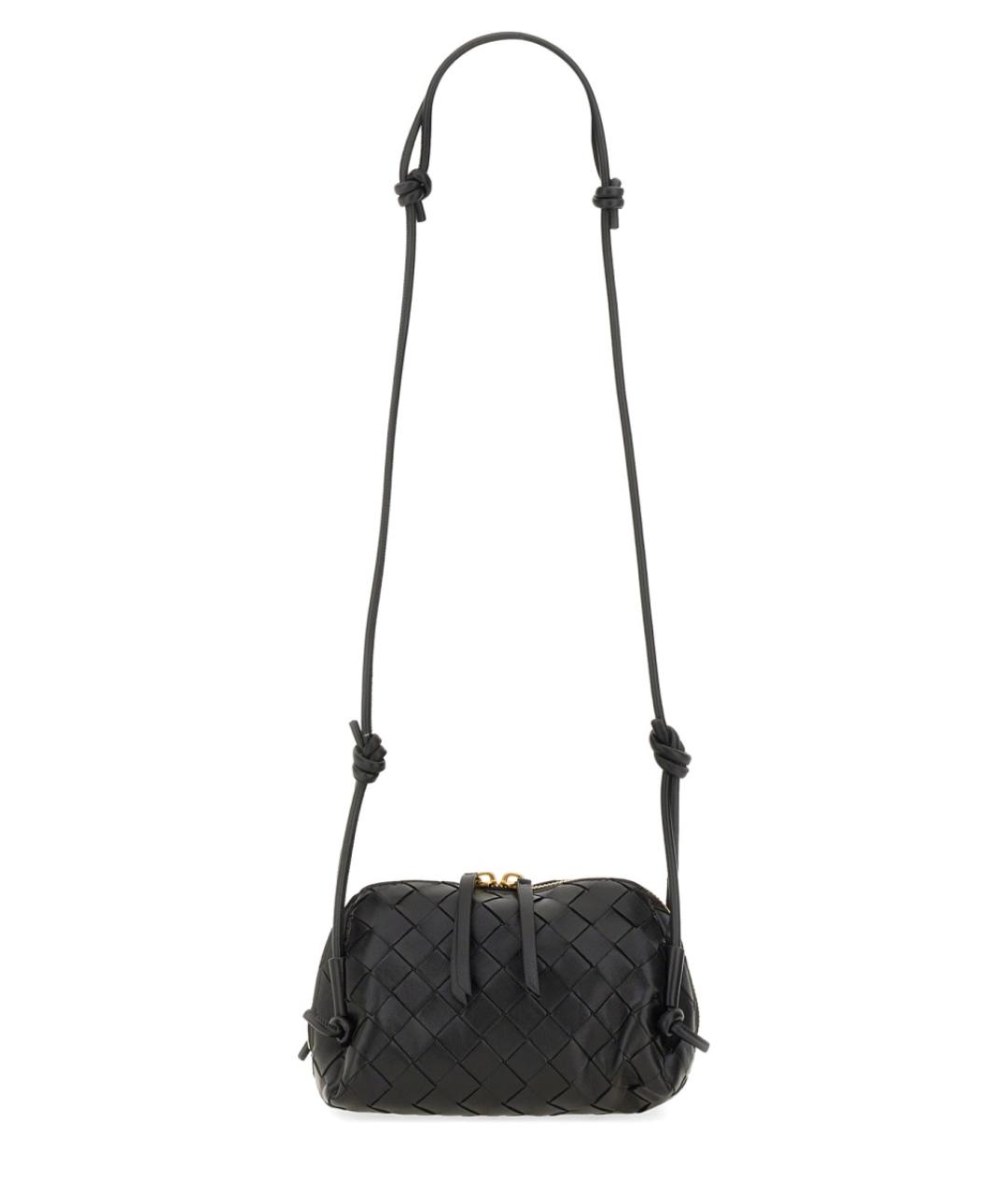 BOTTEGA VENETA Черная кожаная сумка через плечо, фото 1