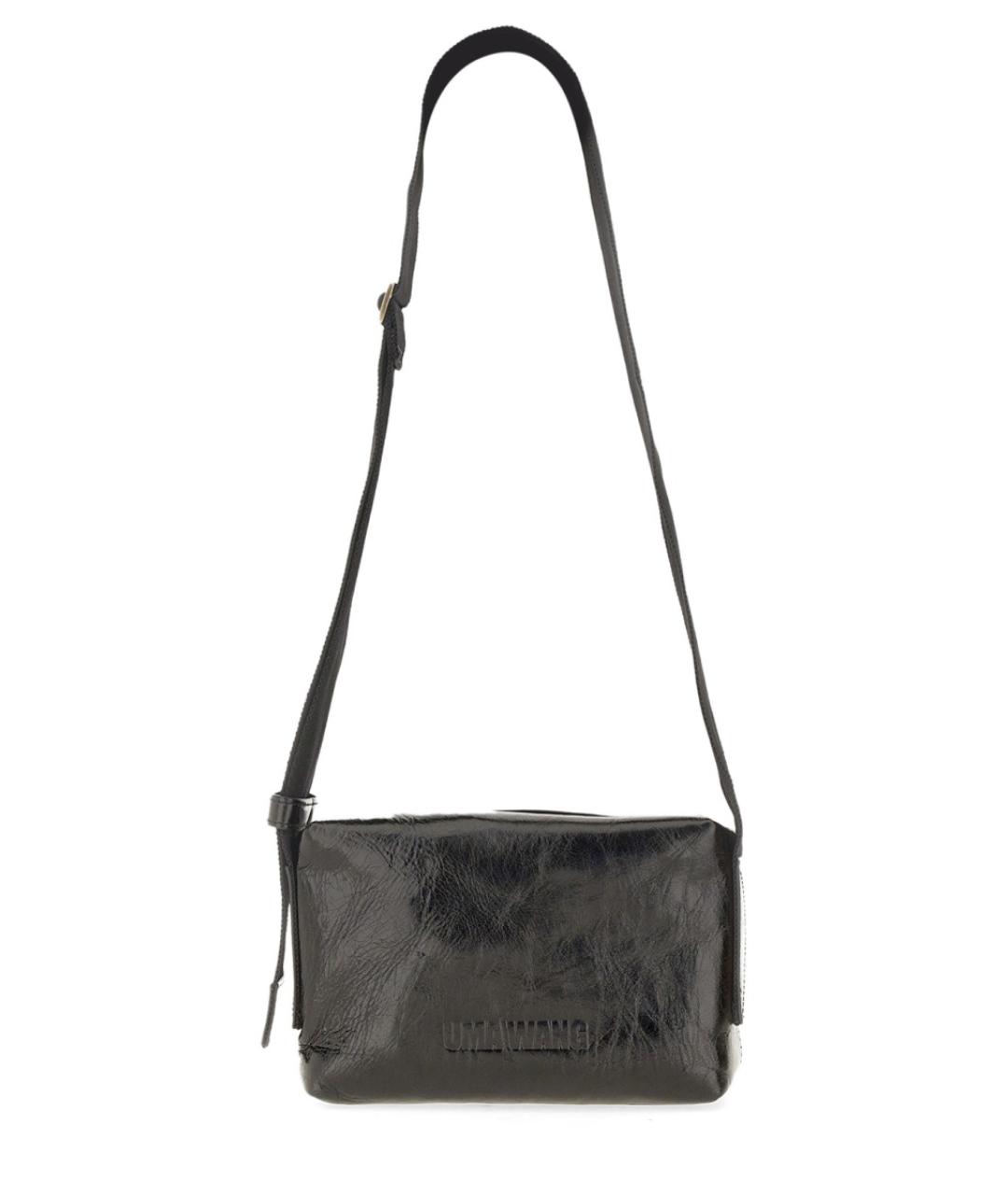 UMA WANG Черная кожаная сумка через плечо, фото 1