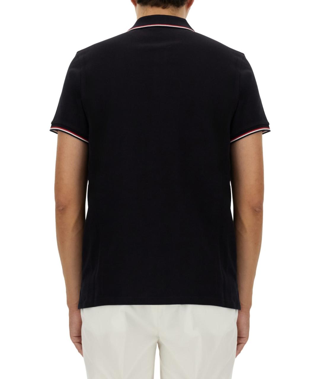 MONCLER Синее хлопковое поло с коротким рукавом, фото 3