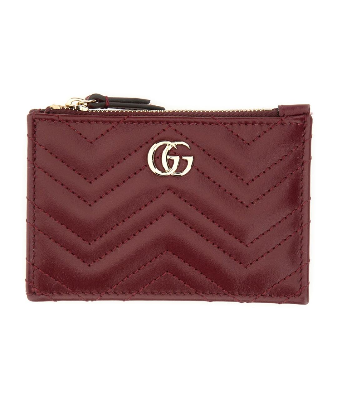 GUCCI Бордовый кожаный кардхолдер, фото 1