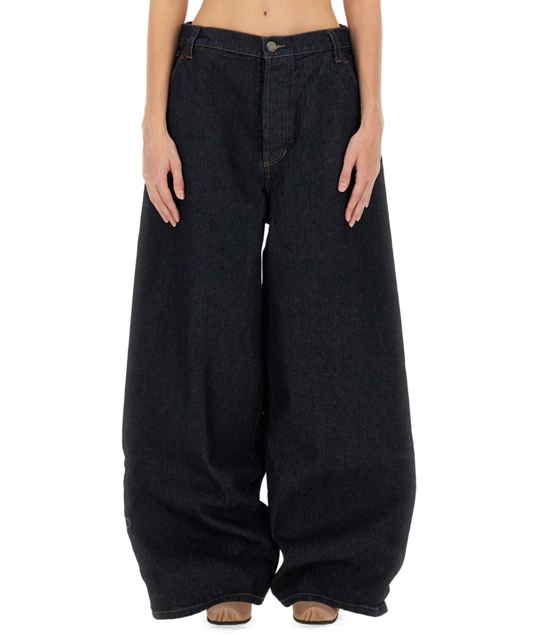 UMA WANG Синие хлопковые прямые брюки, фото 2