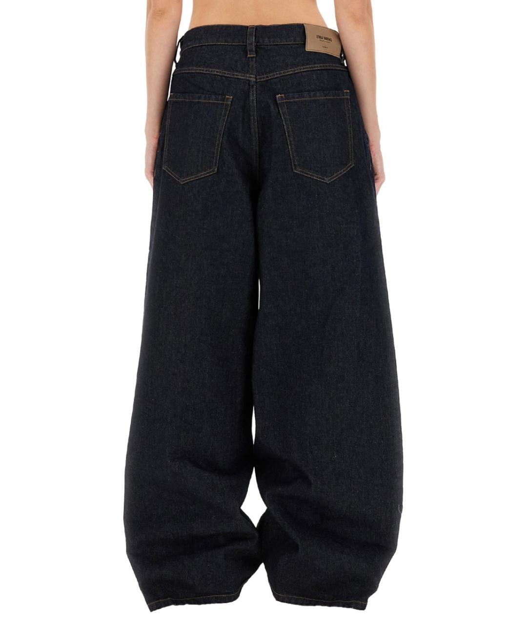 UMA WANG Синие хлопковые прямые брюки, фото 4