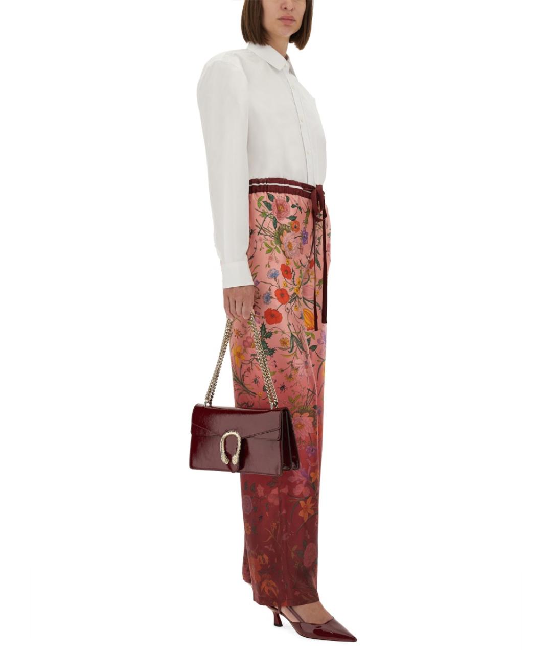 GUCCI Розовые шелковые брюки широкие, фото 2