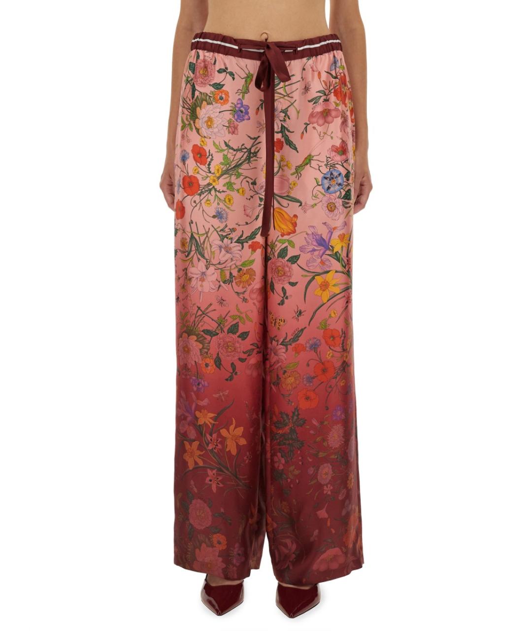 GUCCI Розовые шелковые брюки широкие, фото 5