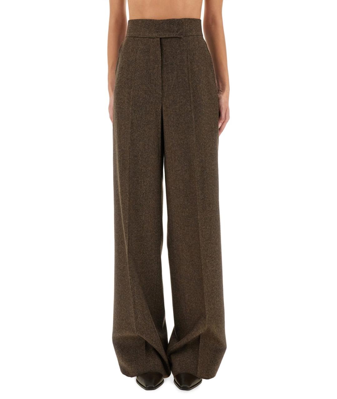 MAX MARA Коричневые шерстяные прямые брюки, фото 5