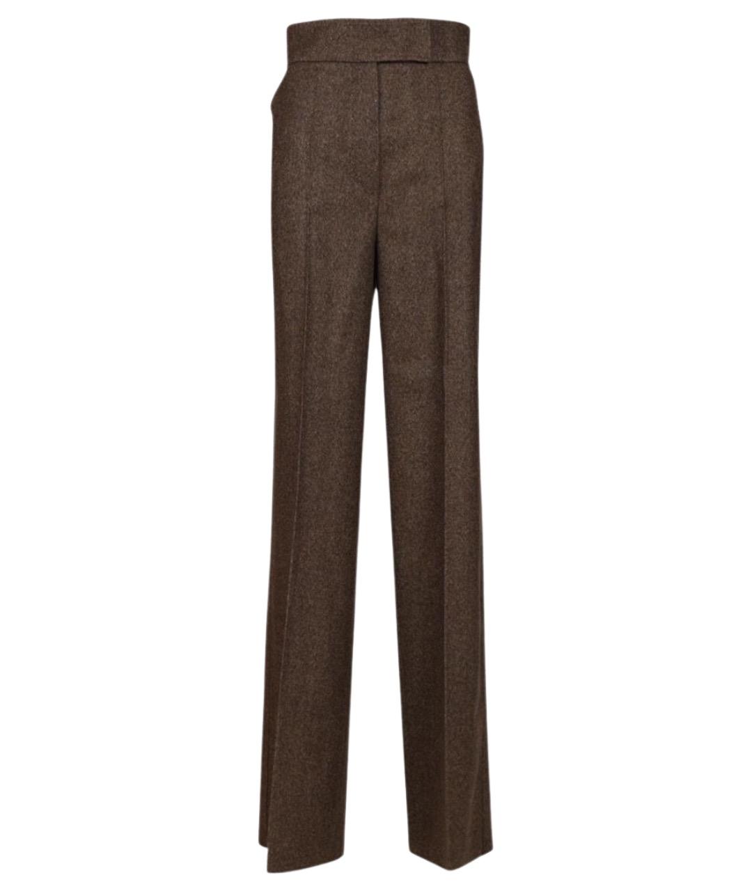 MAX MARA Коричневые шерстяные прямые брюки, фото 1