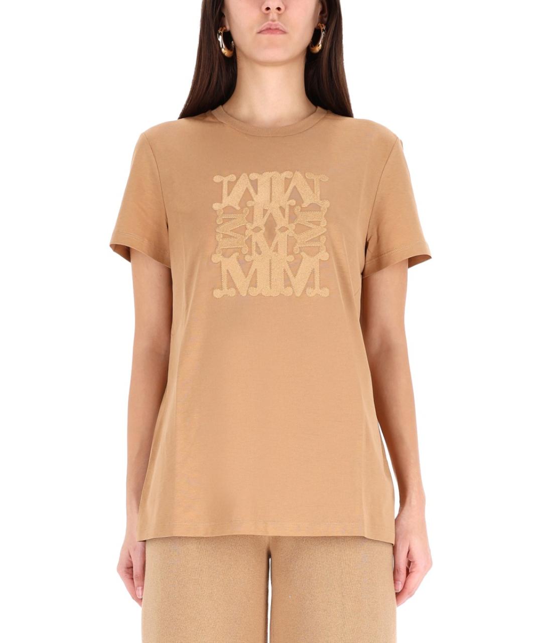 MAX MARA Бежевая хлопковая футболка, фото 8