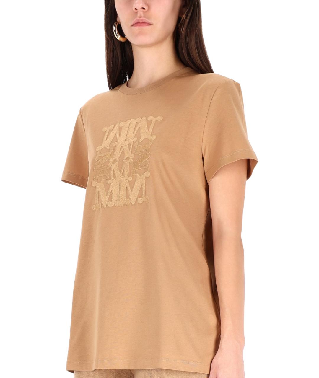 MAX MARA Бежевая хлопковая футболка, фото 7
