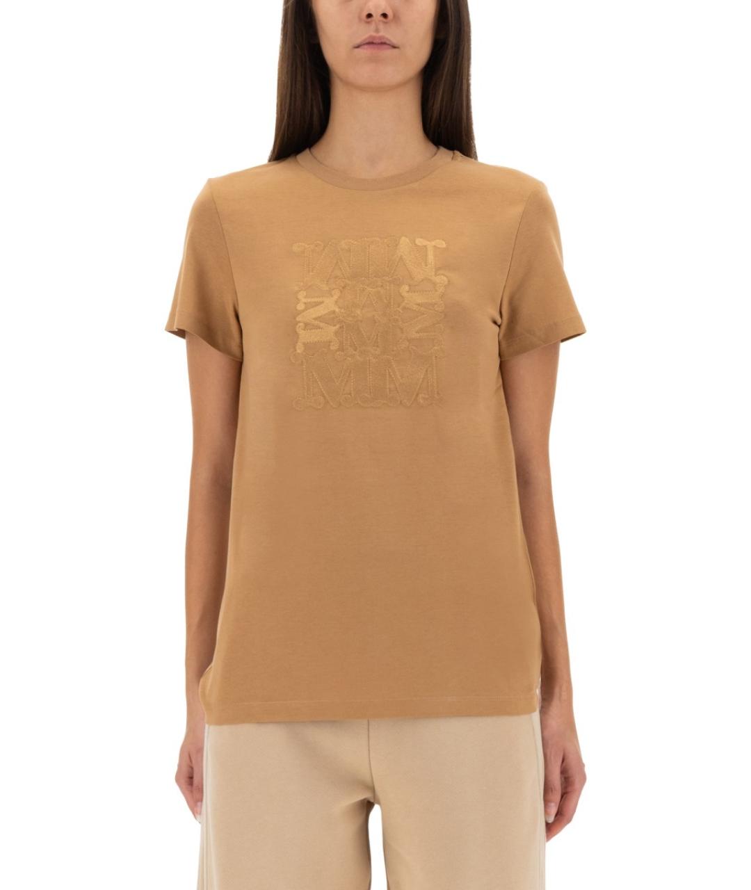 MAX MARA Бежевая хлопковая футболка, фото 2