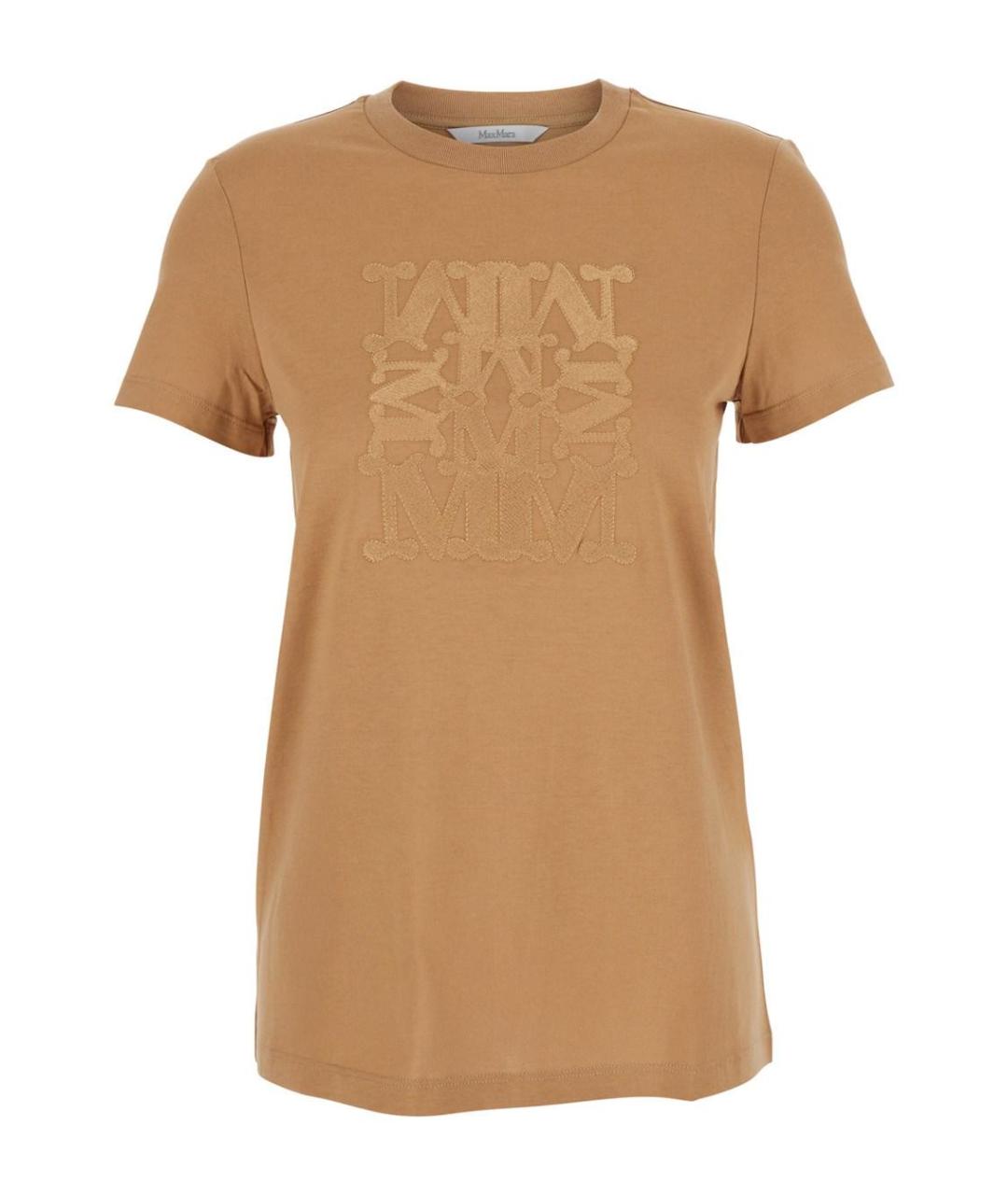 MAX MARA Бежевая хлопковая футболка, фото 1