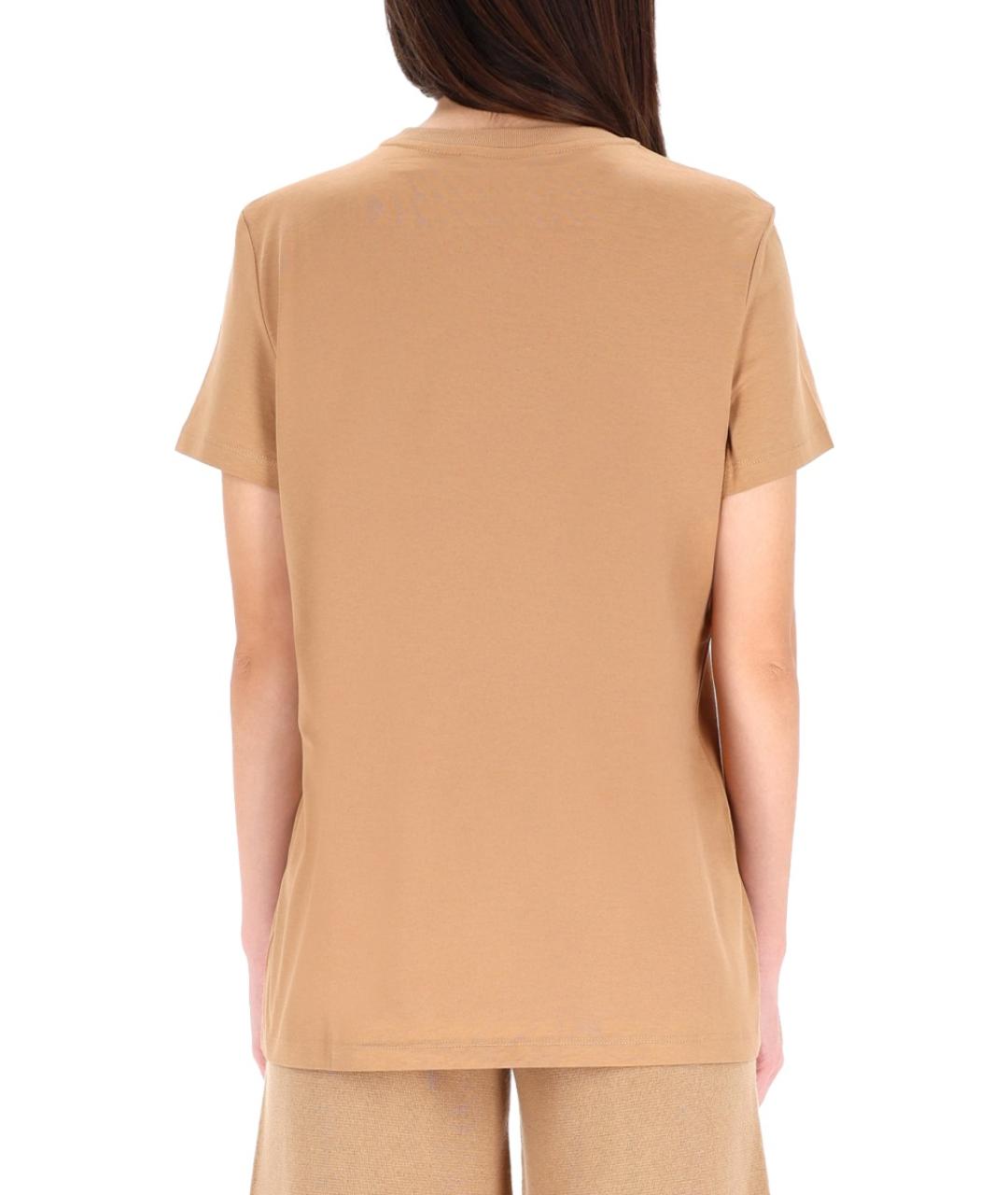 MAX MARA Бежевая хлопковая футболка, фото 6