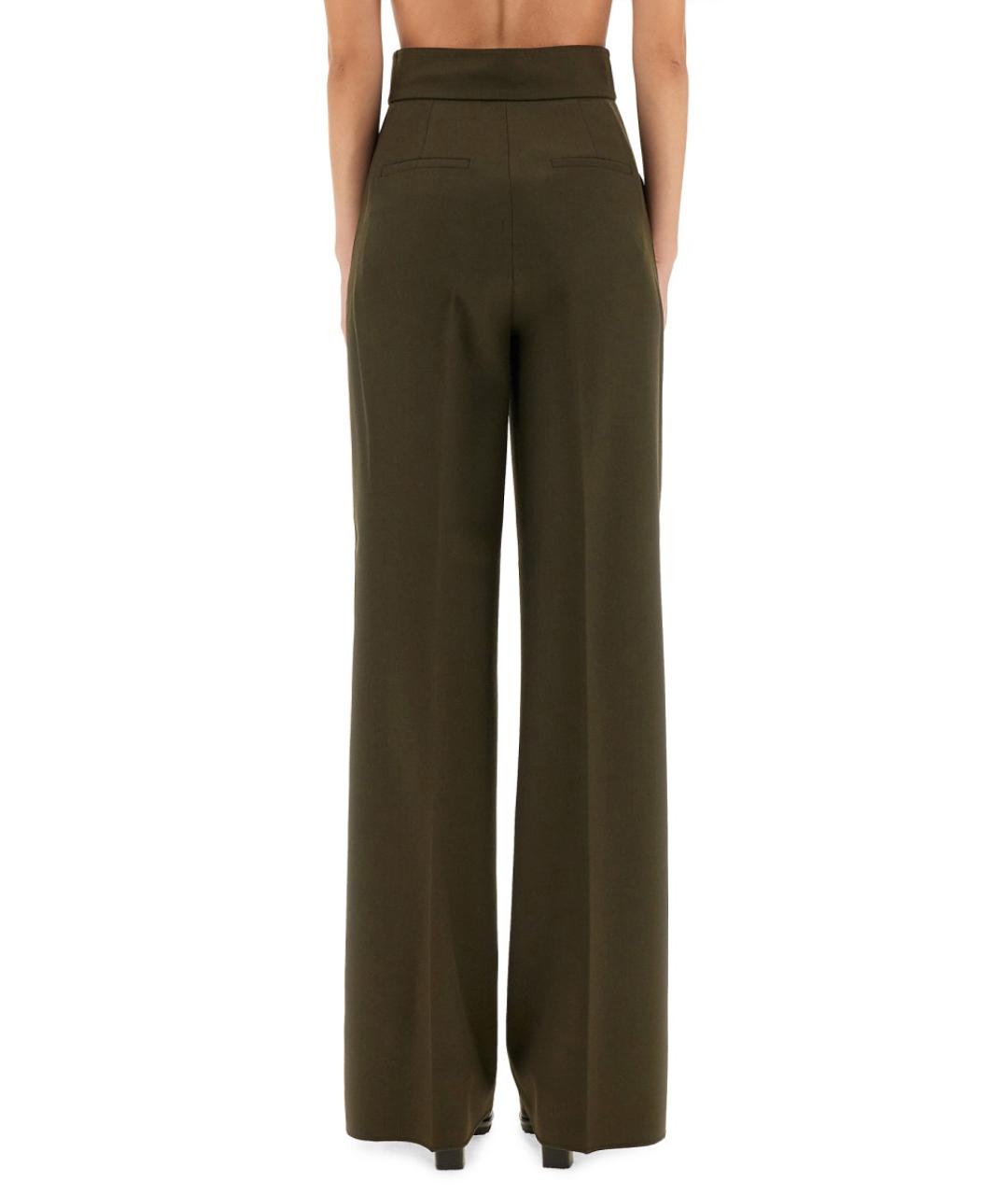 MAX MARA Зеленые шерстяные прямые брюки, фото 3