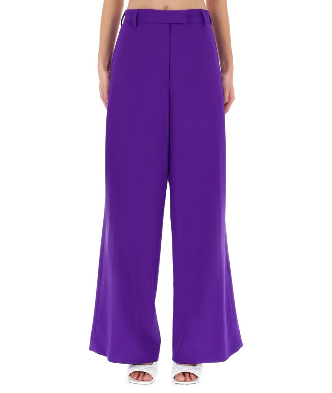 DRIES VAN NOTEN Фиолетовые шерстяные прямые брюки, фото 2