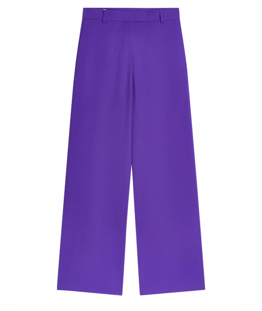 DRIES VAN NOTEN Фиолетовые шерстяные прямые брюки, фото 1