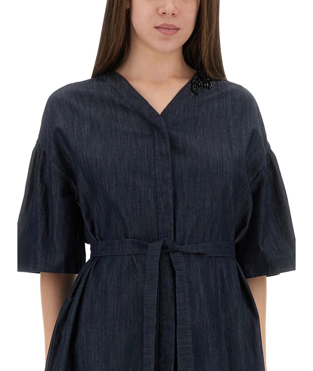 'S MAX MARA Синее хлопковое повседневное платье, фото 5