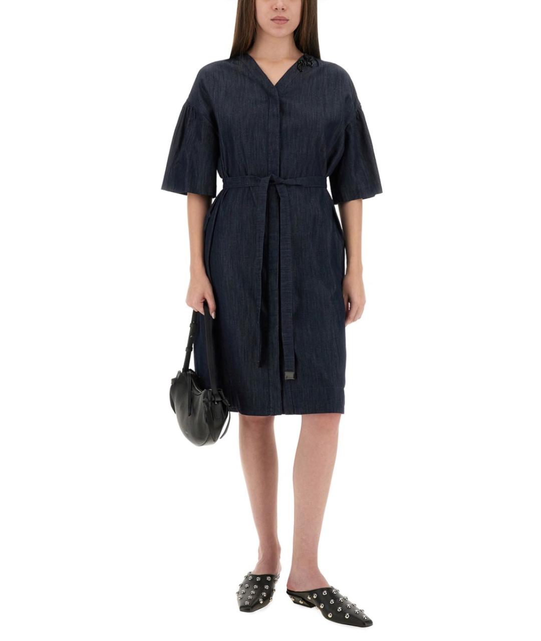 'S MAX MARA Синее хлопковое повседневное платье, фото 3