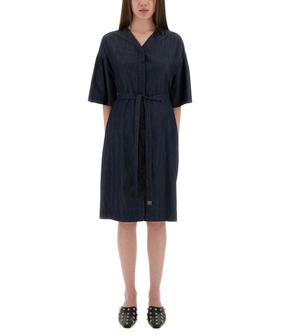 'S MAX MARA Синее хлопковое повседневное платье, фото 2