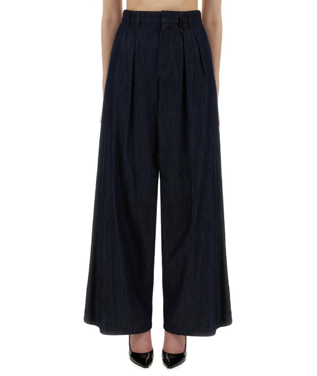 'S MAX MARA Синие хлопковые прямые брюки, фото 5