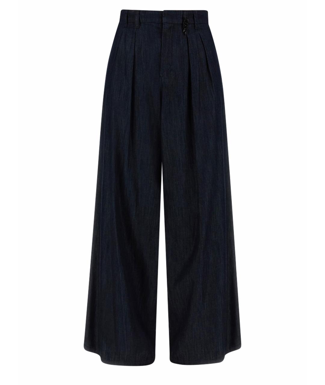 'S MAX MARA Синие хлопковые прямые брюки, фото 1