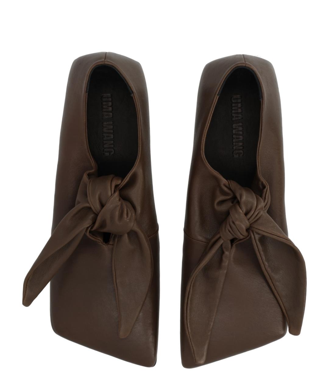 UMA WANG Коричневые кожаные лоферы, фото 5