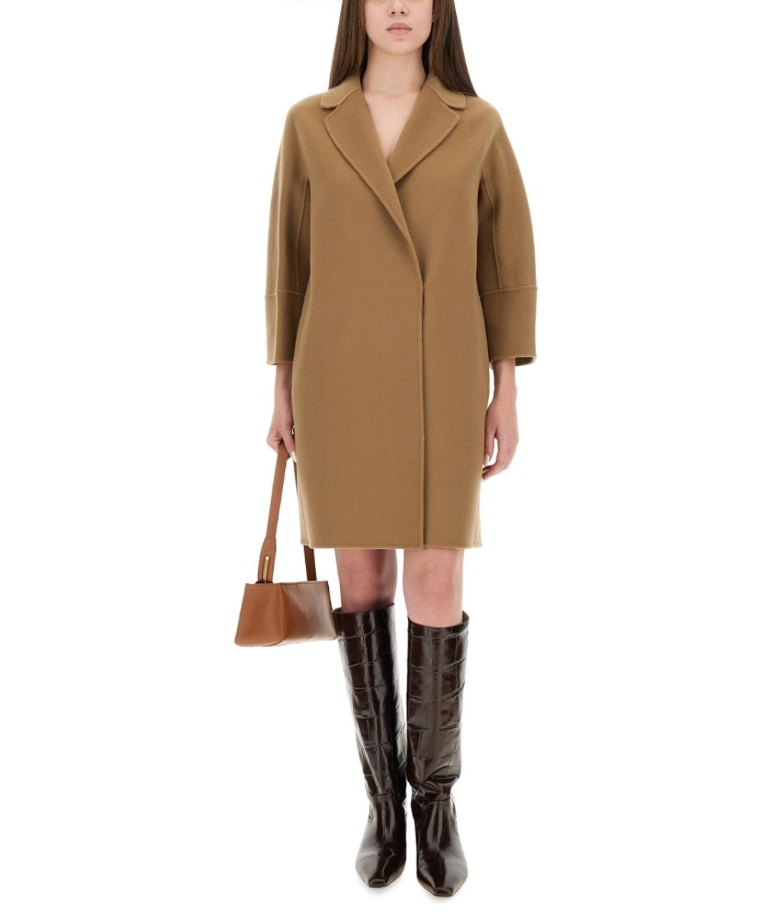 'S MAX MARA Бежевое шерстяное пальто, фото 4