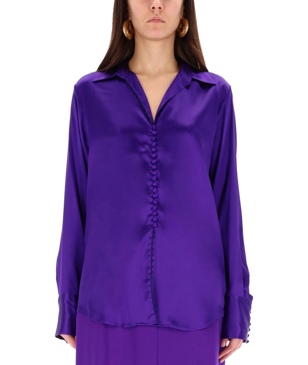 DRIES VAN NOTEN Фиолетовая шелковая рубашка, фото 5